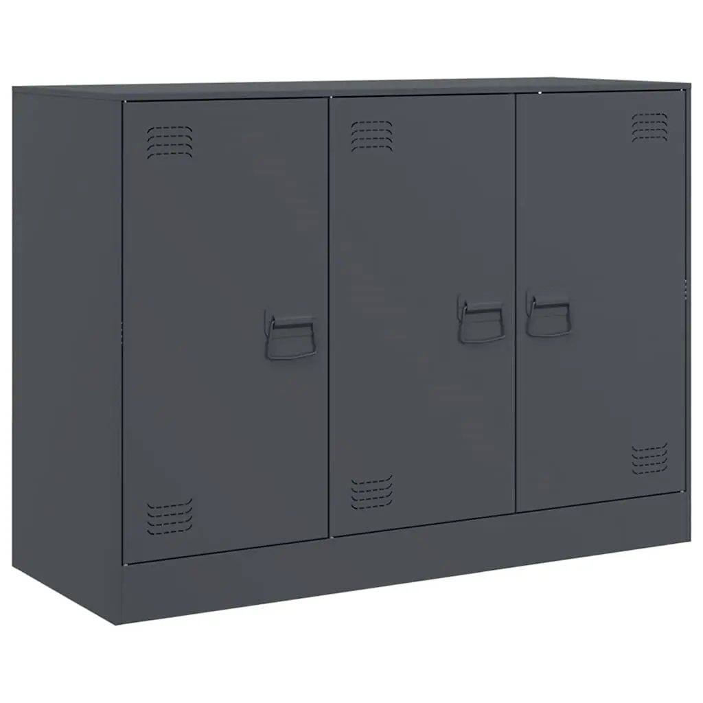 Sideboard Storage Cabinet Anthracite Steel Frame Living Room Furniture 99 x 39 x 73 cm
