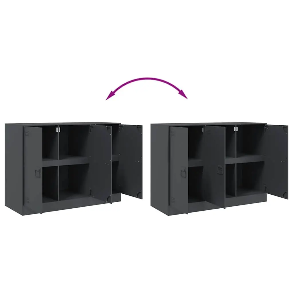 Sideboard Storage Cabinet Anthracite Steel Frame Living Room Furniture 99 x 39 x 73 cm