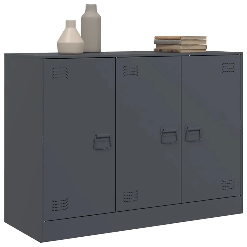 Sideboard Storage Cabinet Anthracite Steel Frame Living Room Furniture 99 x 39 x 73 cm