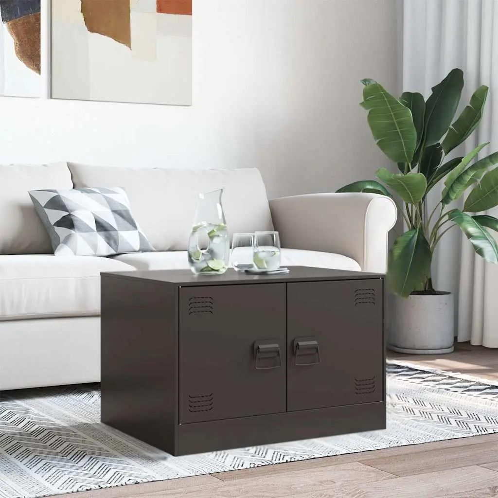 Coffee Table Black Modern Design Storage Shelves Living Room Furniture