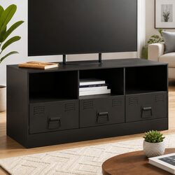 Reliable Black Media Console with Ample Storage 99x39x44 cm