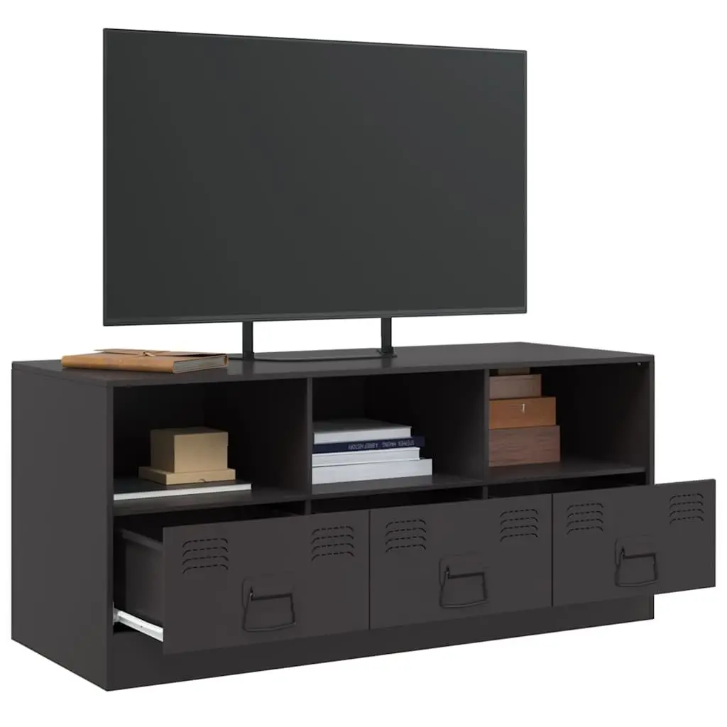 Black Media Console with Ample Storage 99x39x44 cm