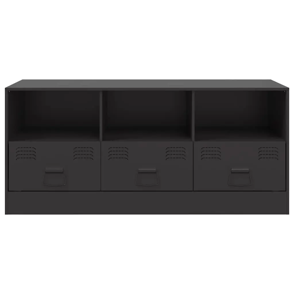 Black Media Console with Ample Storage 99x39x44 cm