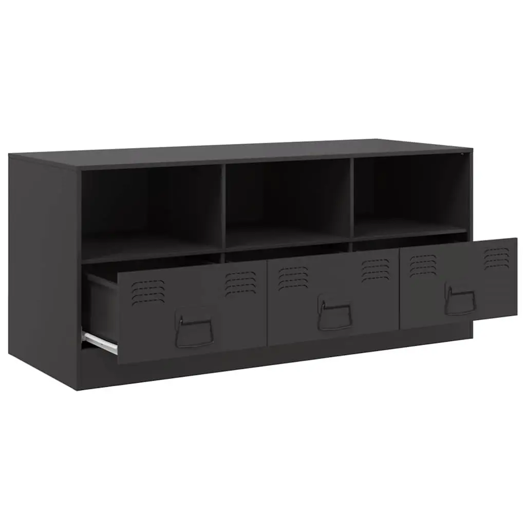 Black Media Console with Ample Storage 99x39x44 cm