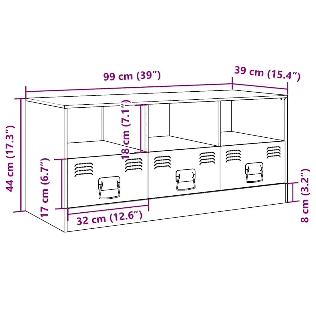Black Media Console with Ample Storage 99x39x44 cm