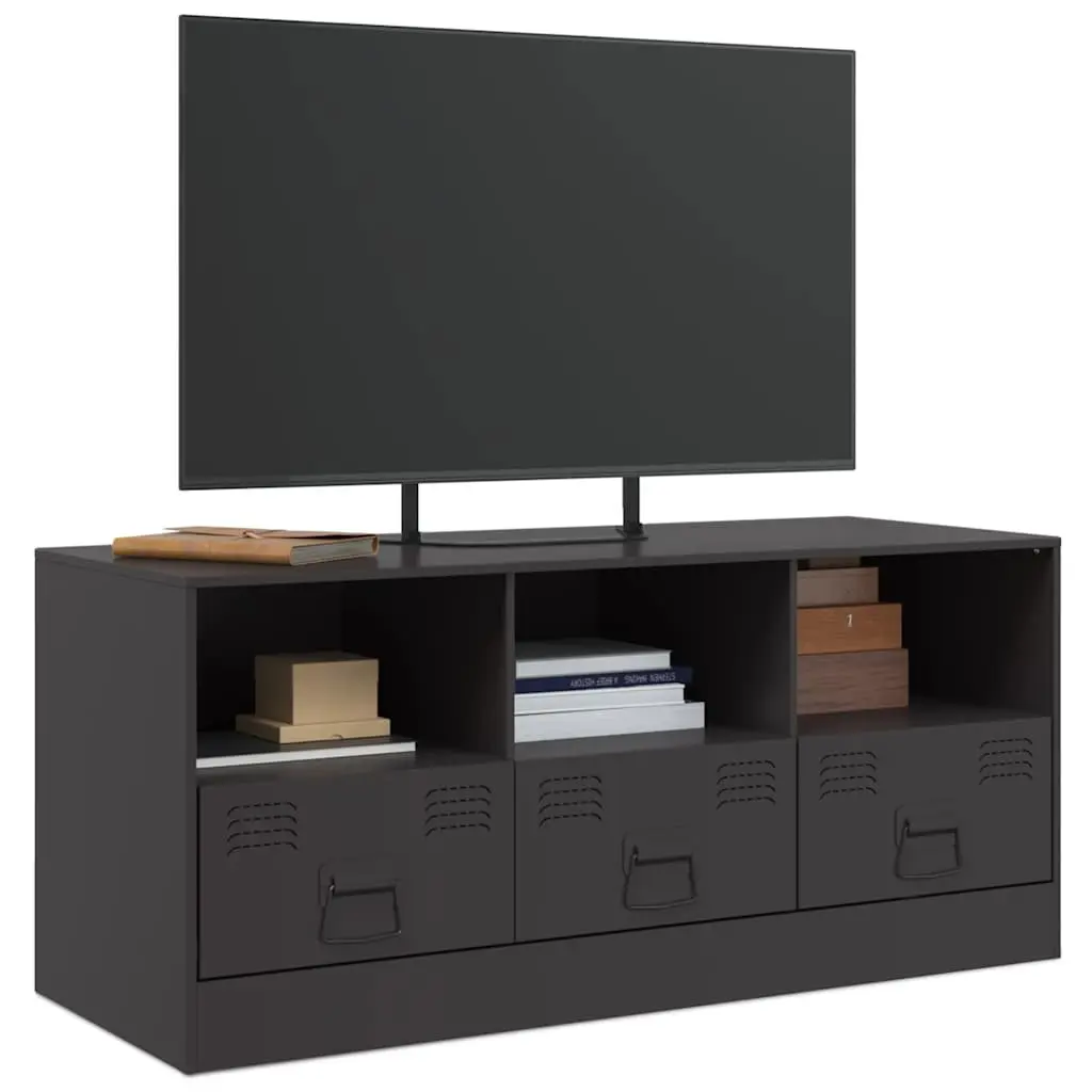 Black Media Console with Ample Storage 99x39x44 cm