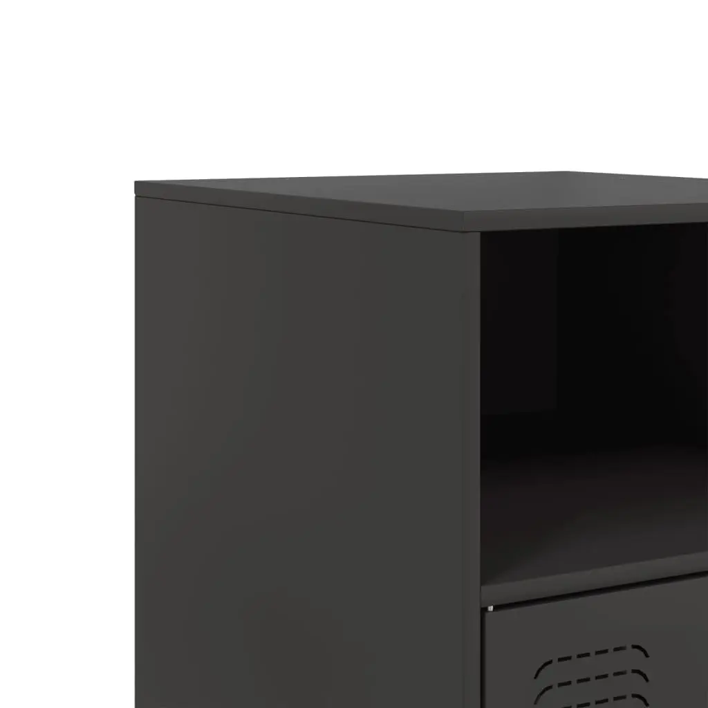 Bedside Cabinet 2 pcs Black Storage Nightstand Bedroom Furniture Organiser