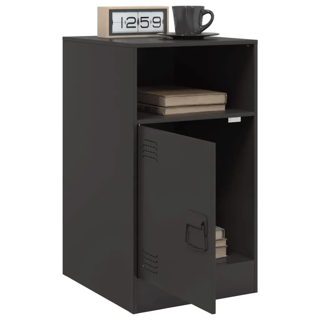 Bedside Cabinet 2 pcs Black Storage Nightstand Bedroom Furniture Organiser