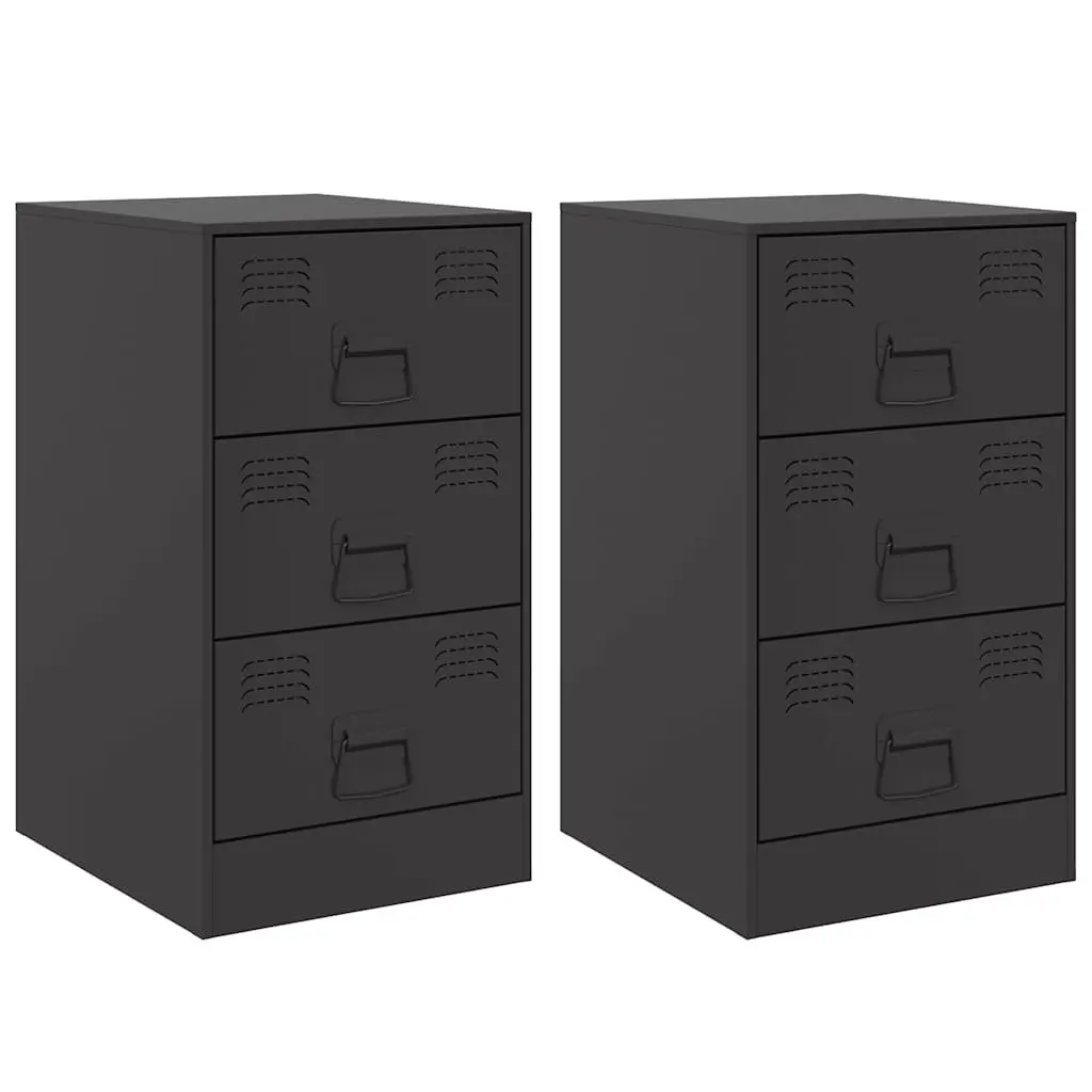 Bedside Cabinets 2 Pieces Black 34.5x39x62cm Storage Nightstand Cabinet
