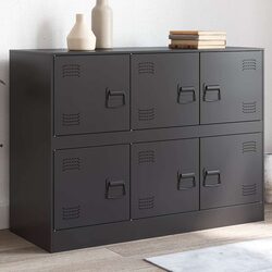 Sideboard Black 99x39x73 cm Steel Frame Storage Cabinet Buffet Furniture
