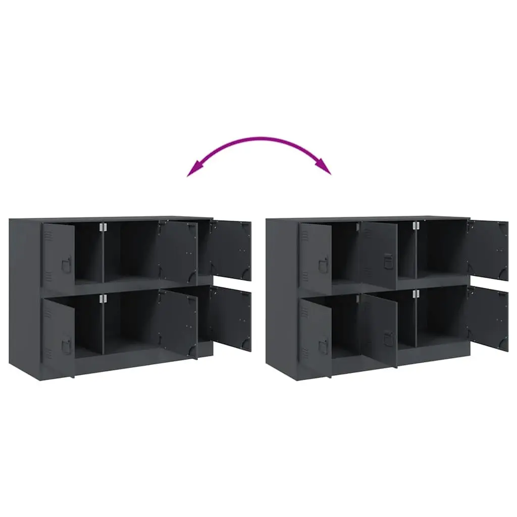 Sideboard Anthracite Storage Cabinet 99x39x73cm Steel Frame Buffet Furniture