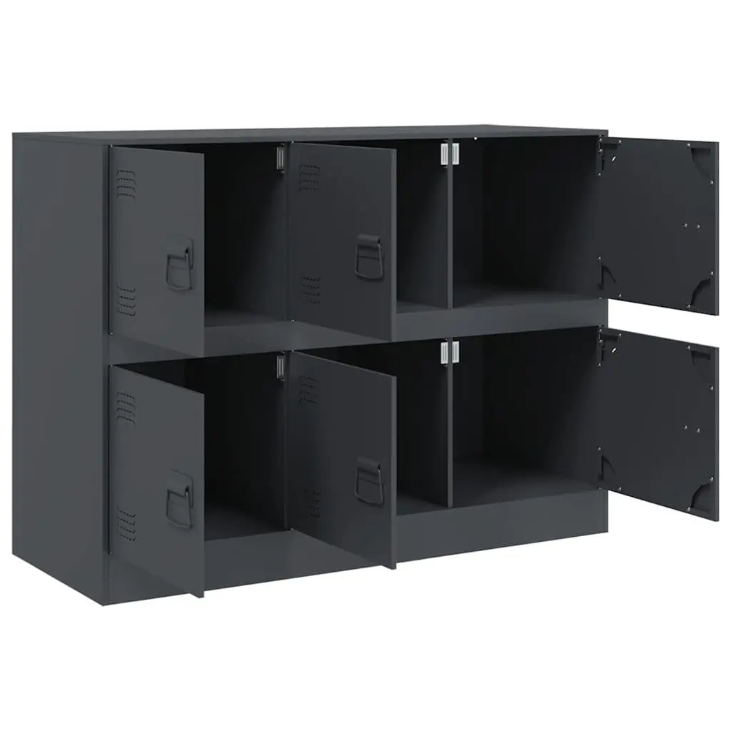 Sideboard Anthracite Storage Cabinet 99x39x73cm Steel Frame Buffet Furniture