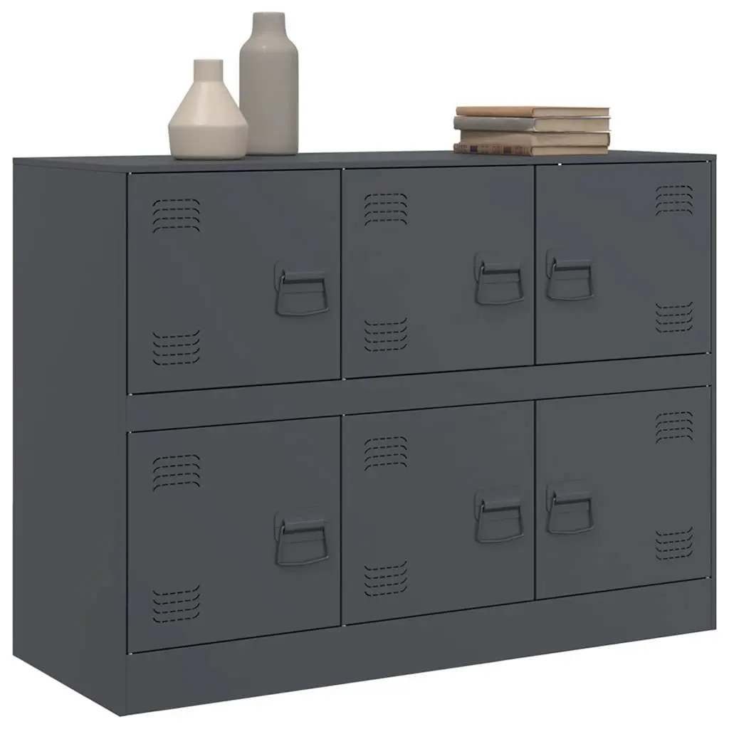 Sideboard Anthracite Storage Cabinet 99x39x73cm Steel Frame Buffet Furniture