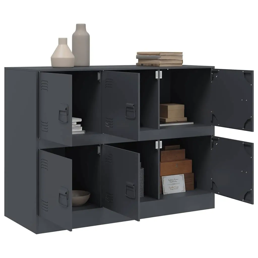 Sideboard Anthracite Storage Cabinet 99x39x73cm Steel Frame Buffet Furniture
