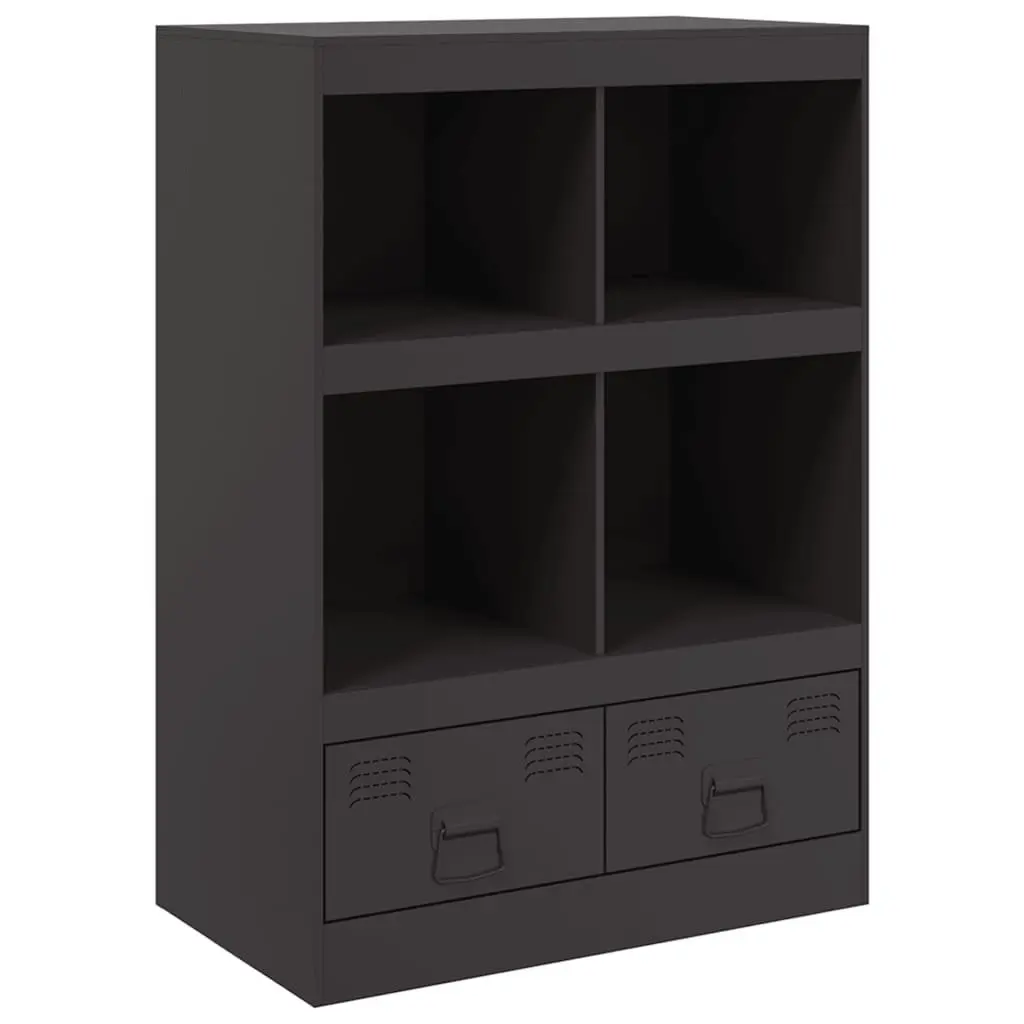Highboard Storage Cabinet Black Steel Frame 67x39x95cm