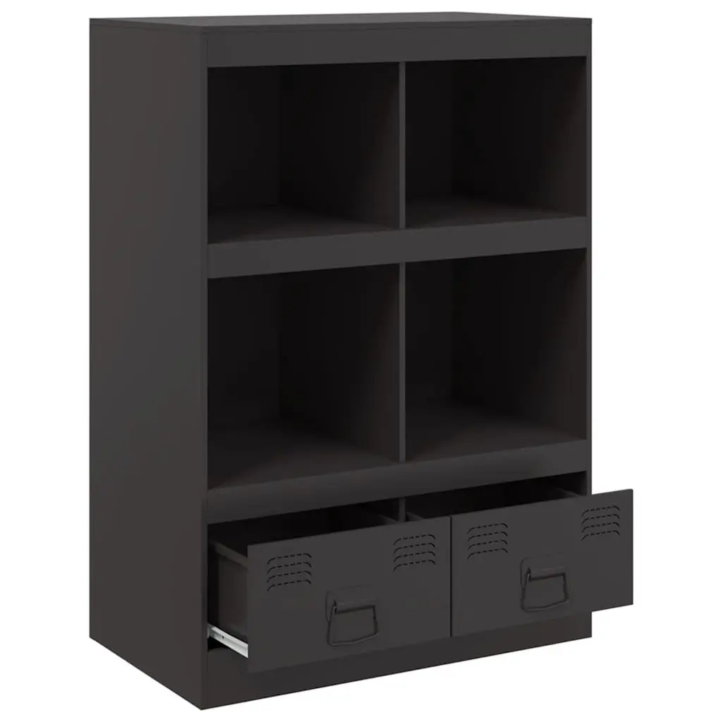 Highboard Storage Cabinet Black Steel Frame 67x39x95cm