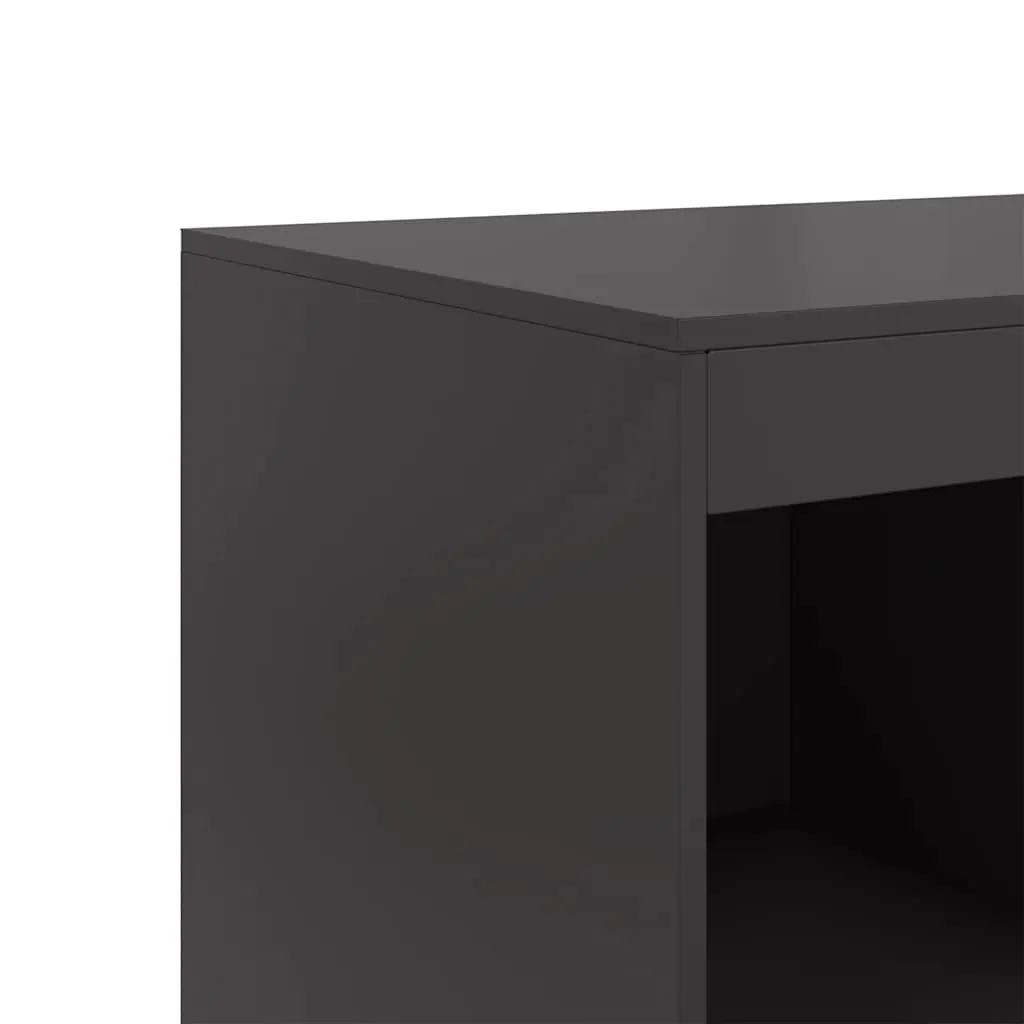 Highboard Storage Cabinet Black Steel Frame 67x39x95cm