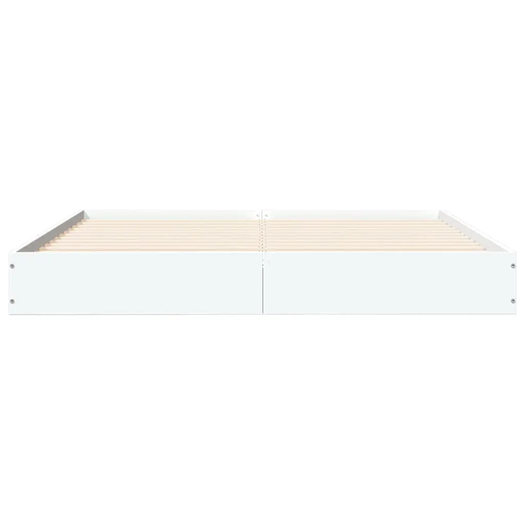 Bed Frame White 135x190 cm Modern Design Engineered Wood Bedroom Furniture