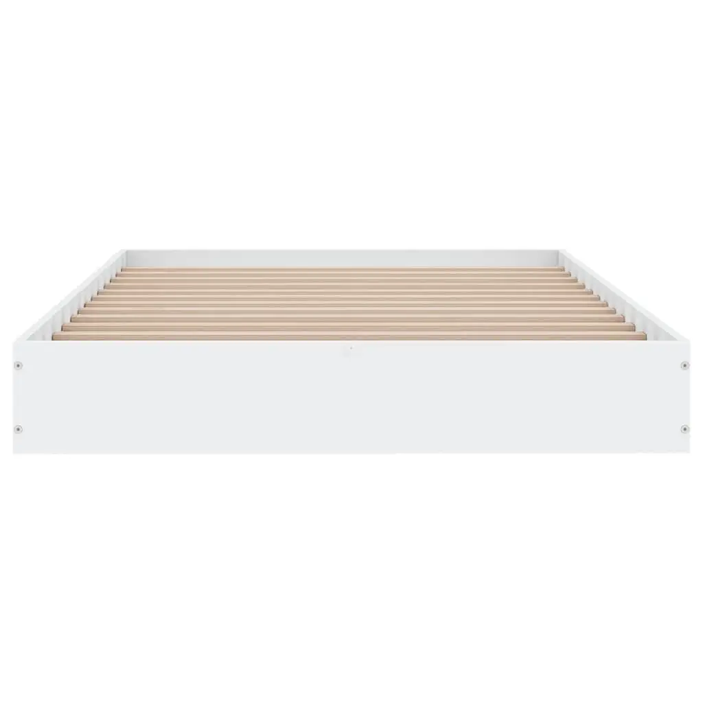 Bed Frame White 90x190 cm Modern Design Engineered Wood Slat Base Bedroom