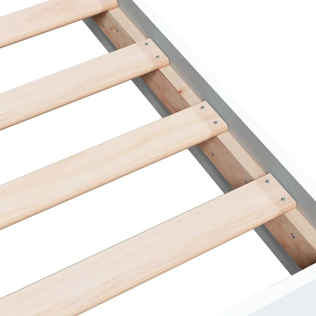 Bed Frame White 90x190 cm Modern Design Engineered Wood Slat Base Bedroom