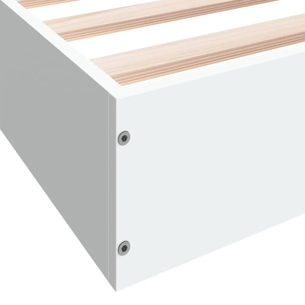 Bed Frame White 90x190 cm Modern Design Engineered Wood Slat Base Bedroom