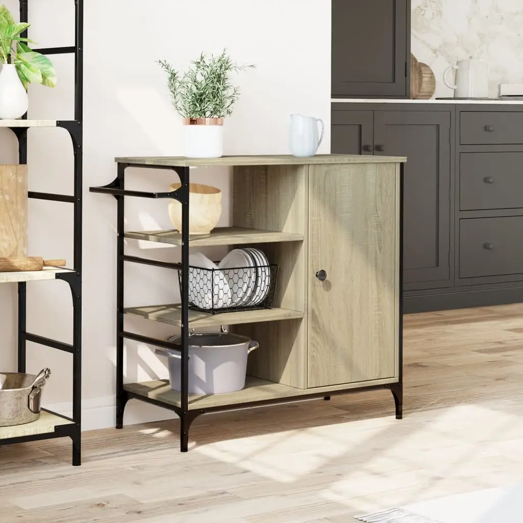 Kitchen Trolley Storage Organiser Cart with Wheels Brown 87.5 x 38.5 x 84.5 cm