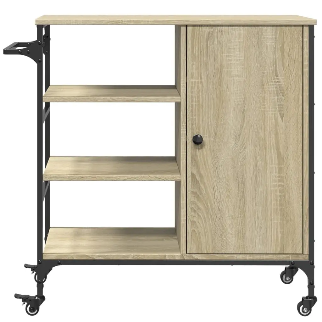Kitchen Trolley Storage Organiser Cart with Wheels Brown 87.5 x 38.5 x 84.5 cm