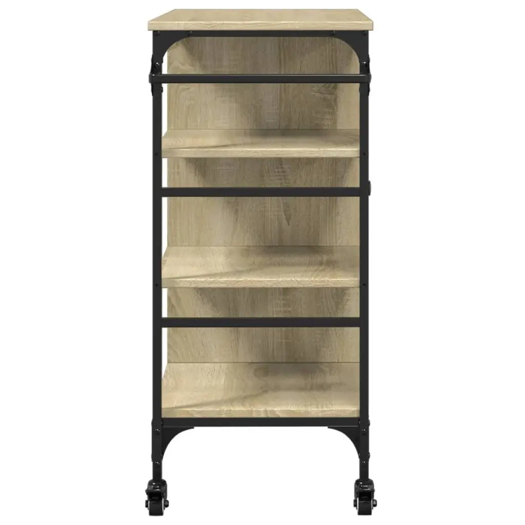 Kitchen Trolley Storage Organiser Cart with Wheels Brown 87.5 x 38.5 x 84.5 cm
