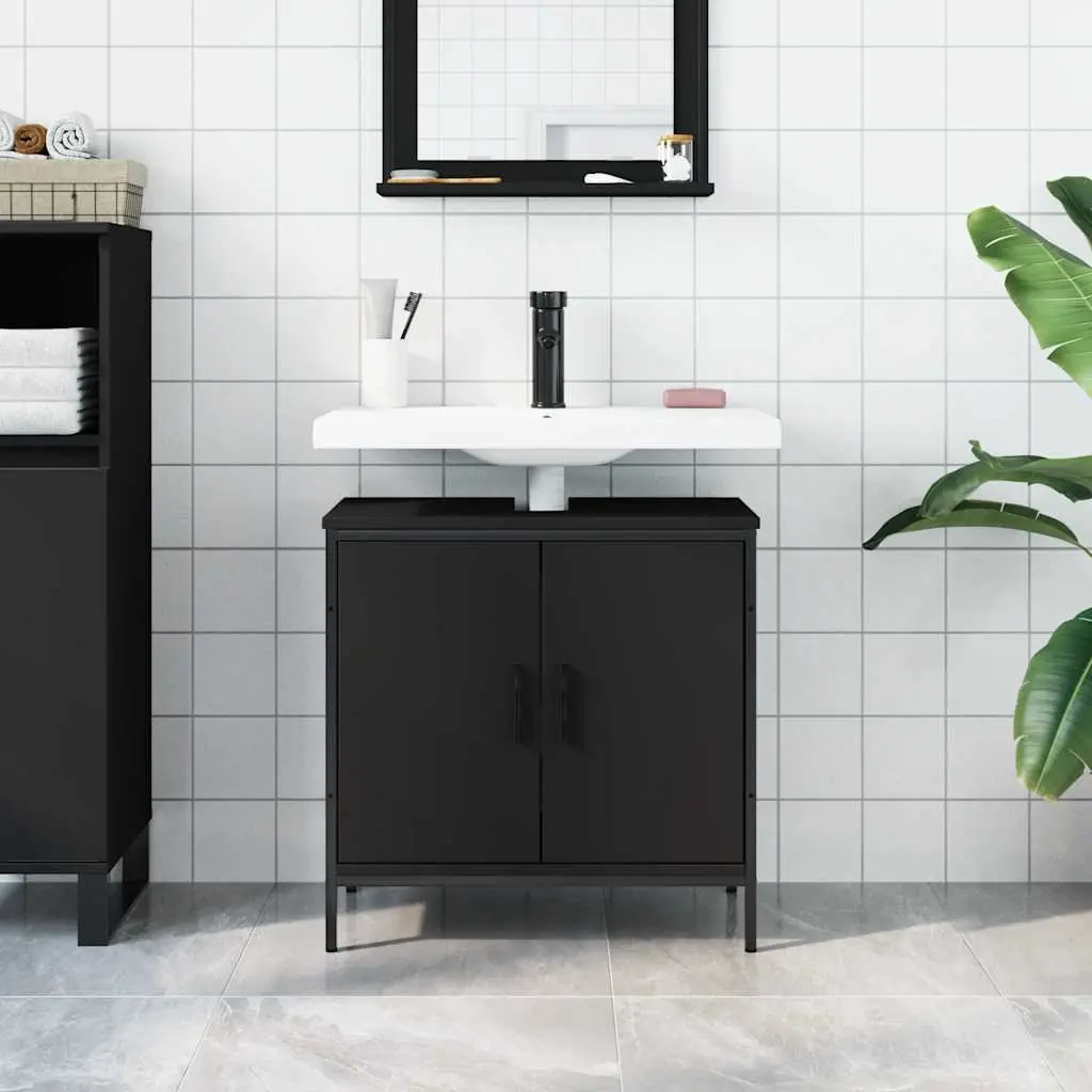 Bathroom Vanity Sink Cabinet Storage Unit 60x30x60cm Black