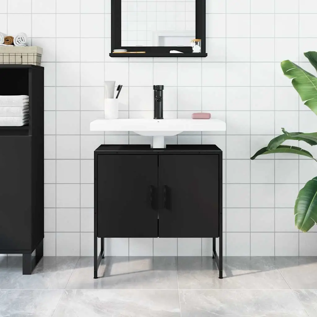 Bathroom Vanity Cabinet Under Sink Storage 60L x 33W x 60H cm Black