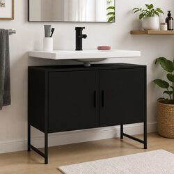 Black Bathroom Sink Cabinet 80x33x60 cm Practical Choice