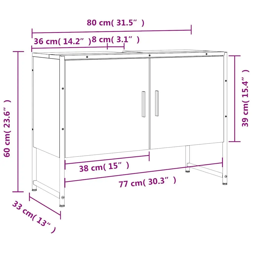 Bathroom Sink Cabinet Storage 80x33x60 cm Black Engineered Wood