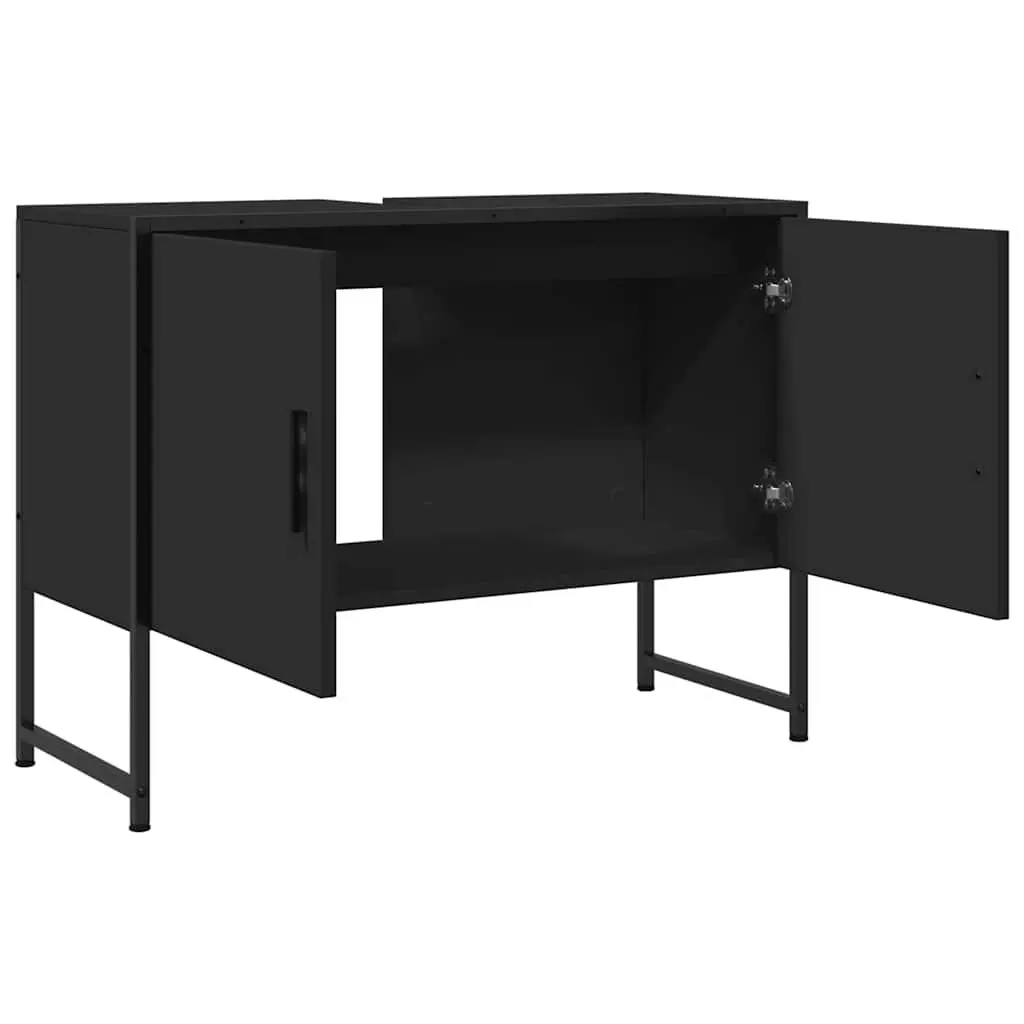 Bathroom Sink Cabinet Storage 80x33x60 cm Black Engineered Wood