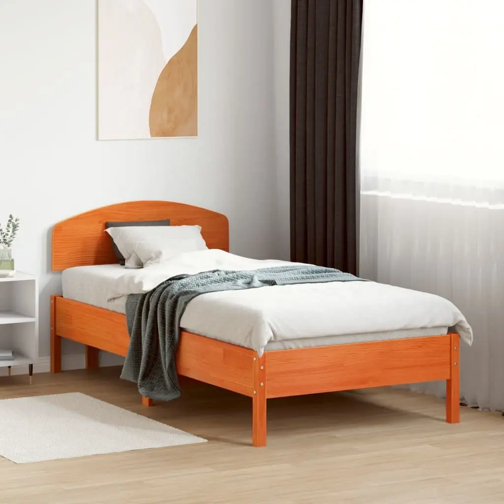 Solid Wood Pine Headboard 100 cm Brown Wax Bedroom Furniture