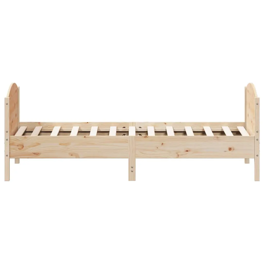 Bed Frame 90x190 cm Solid Wood Pine Brown Wooden Bedroom Furniture Slats Base