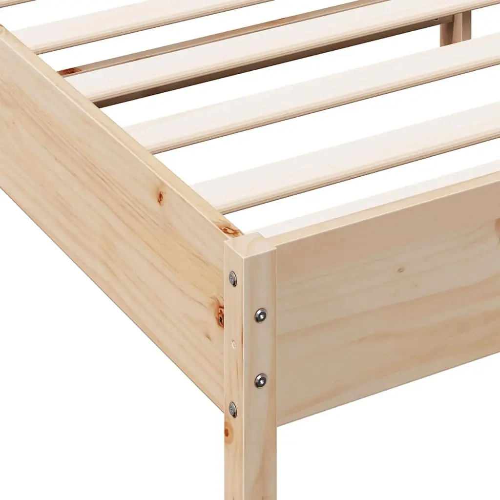 Bed Frame 135x190 cm in Brown Solid Pine Wood