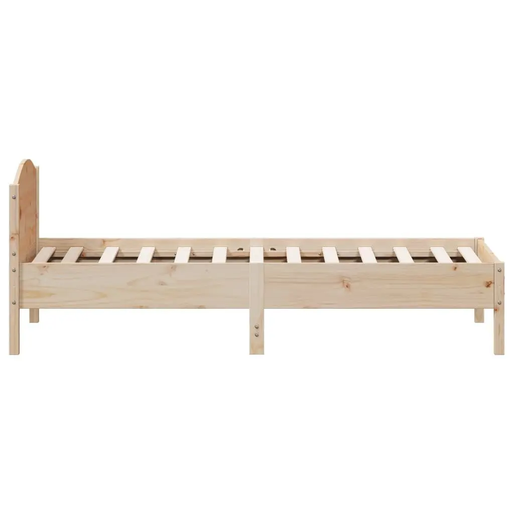 Bed Frame Solid Pine Wood 90x190 cm Slat Support Headboard Brown