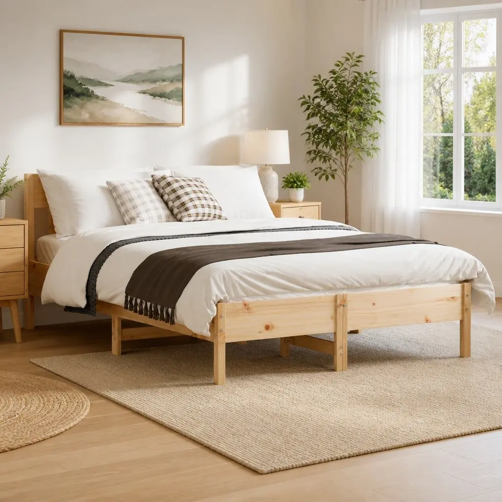 Wooden Bed Frame 150x200 cm with Headboard