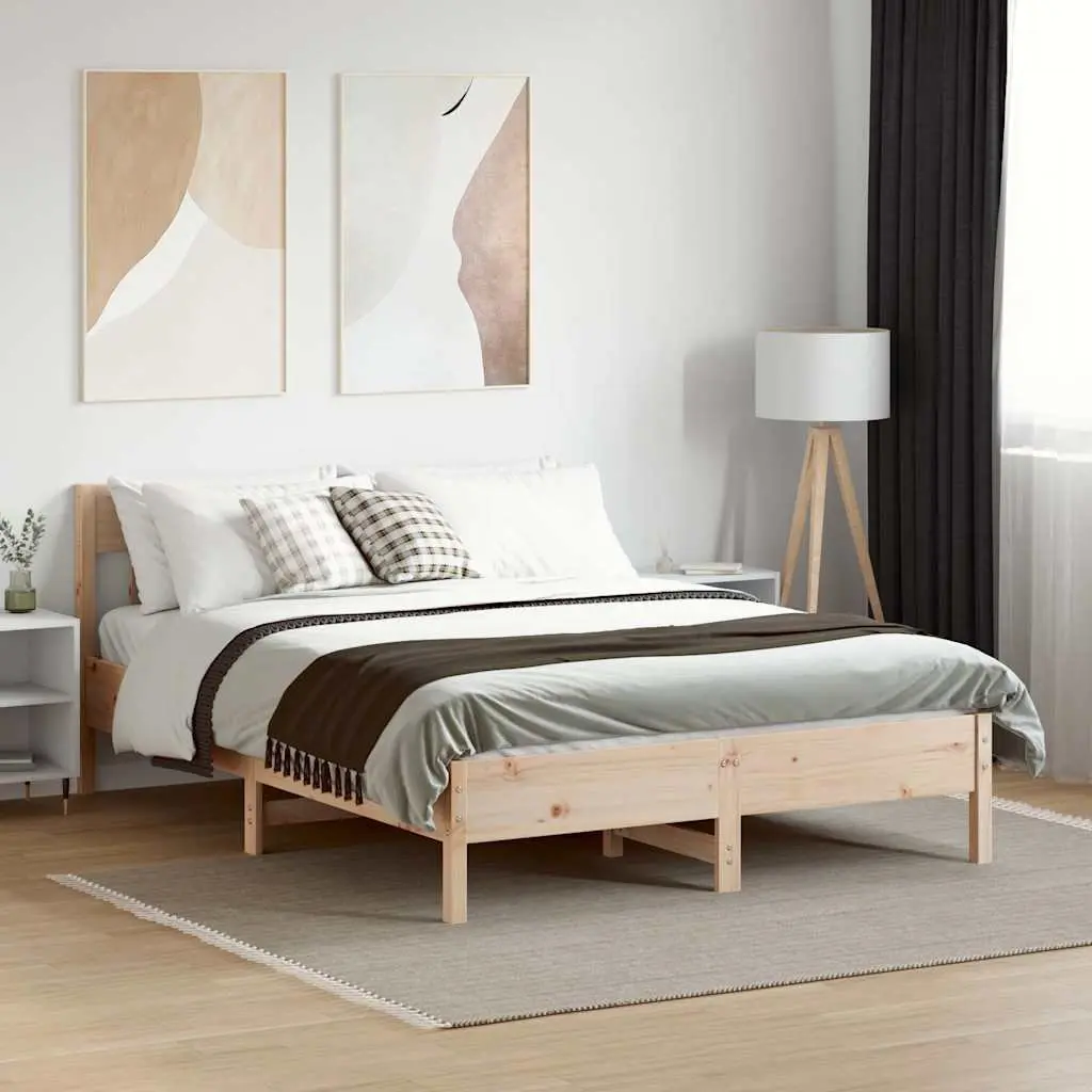 Wooden Bed Frame 150x200 cm with Headboard