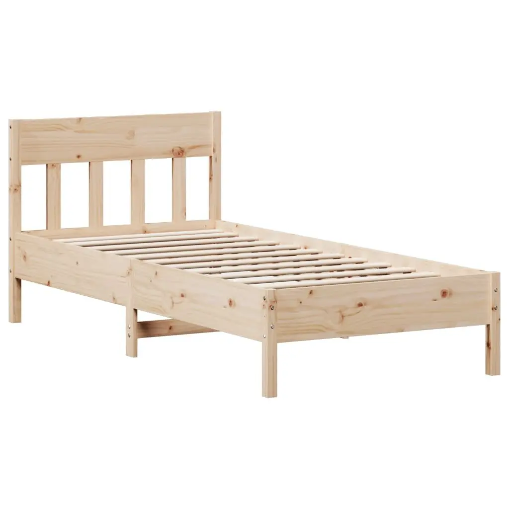Pine Wood Bed Frame 90x190 cm with Headboard