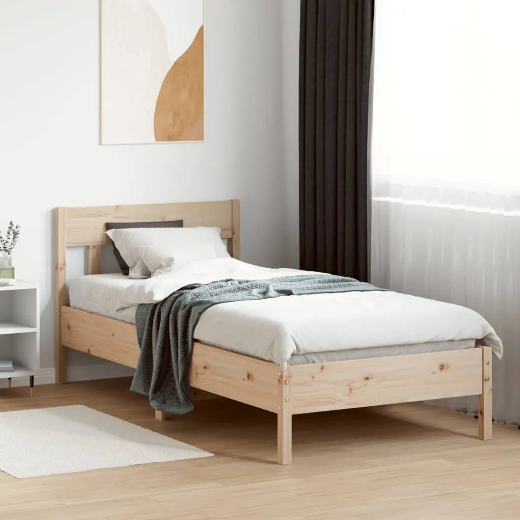 Pine Wood Bed Frame 90x190 cm with Headboard