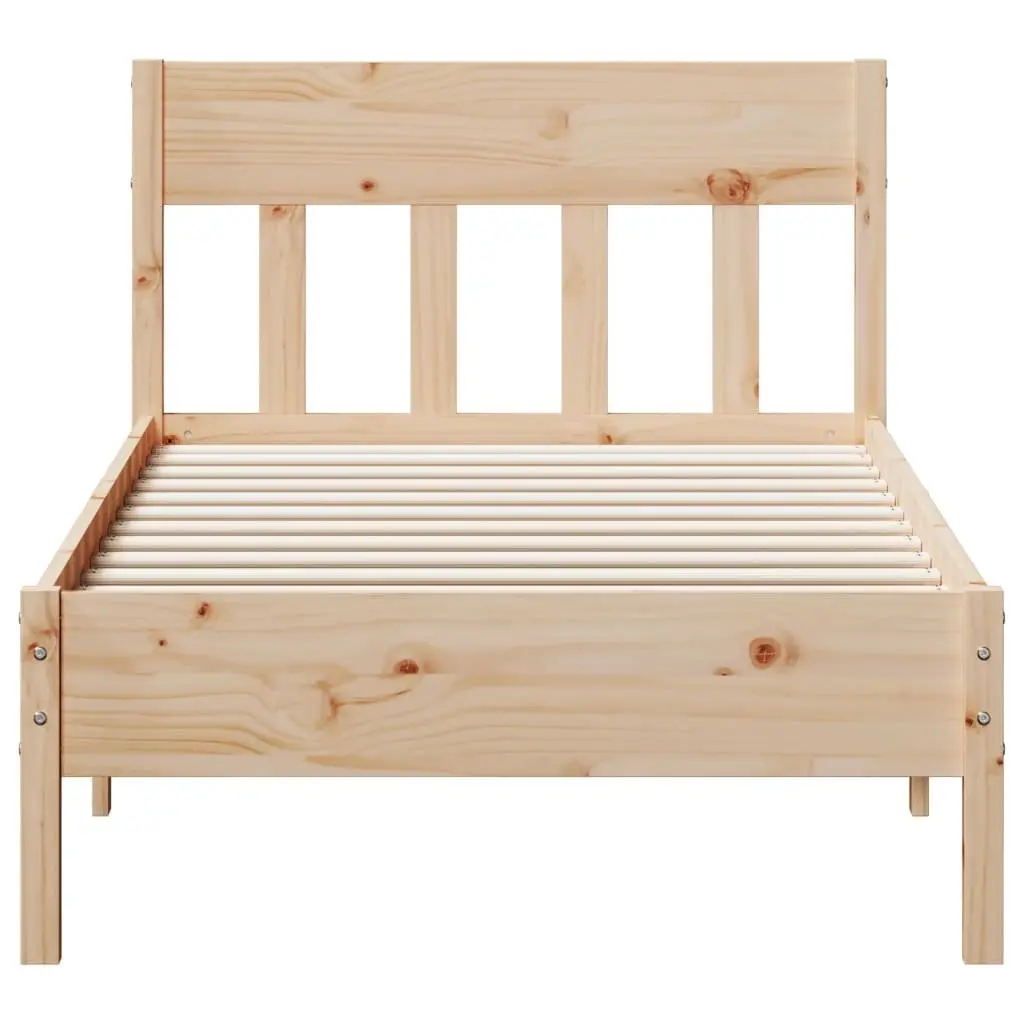 Pine Wood Bed Frame 90x190 cm with Headboard