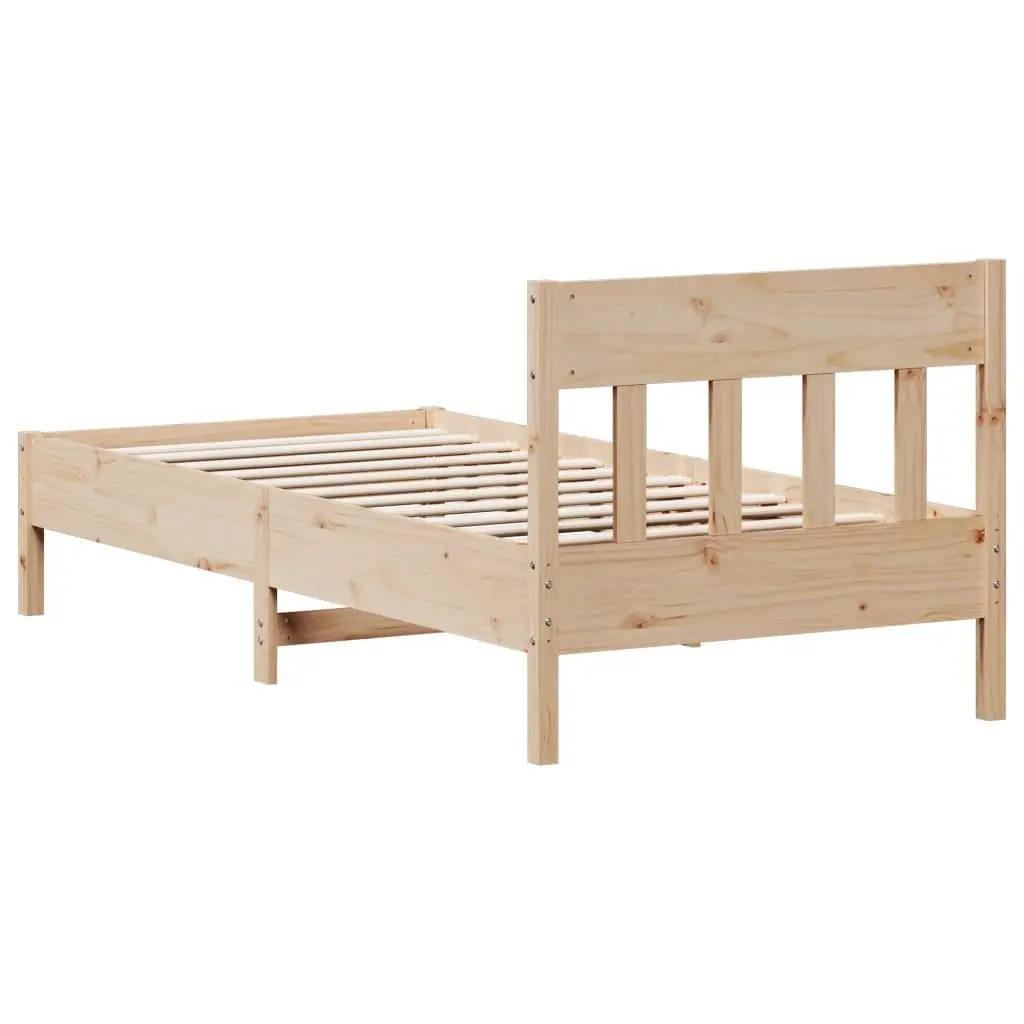Pine Wood Bed Frame 90x190 cm with Headboard
