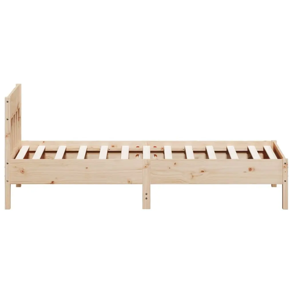 Pine Wood Bed Frame 90x190 cm with Headboard