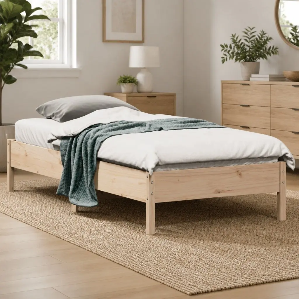 Solid Pine Wood Bed Frame 90x190 cm Brown Supportive Slats Bedroom Furniture