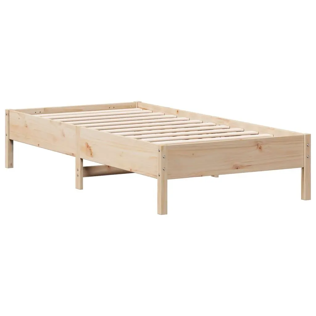 Solid Pine Wood Bed Frame 90x190 cm Brown Supportive Slats Bedroom Furniture