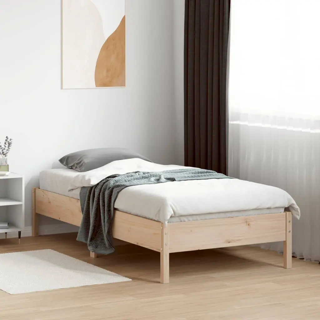 Solid Pine Wood Bed Frame 90x190 cm Brown Supportive Slats Bedroom Furniture