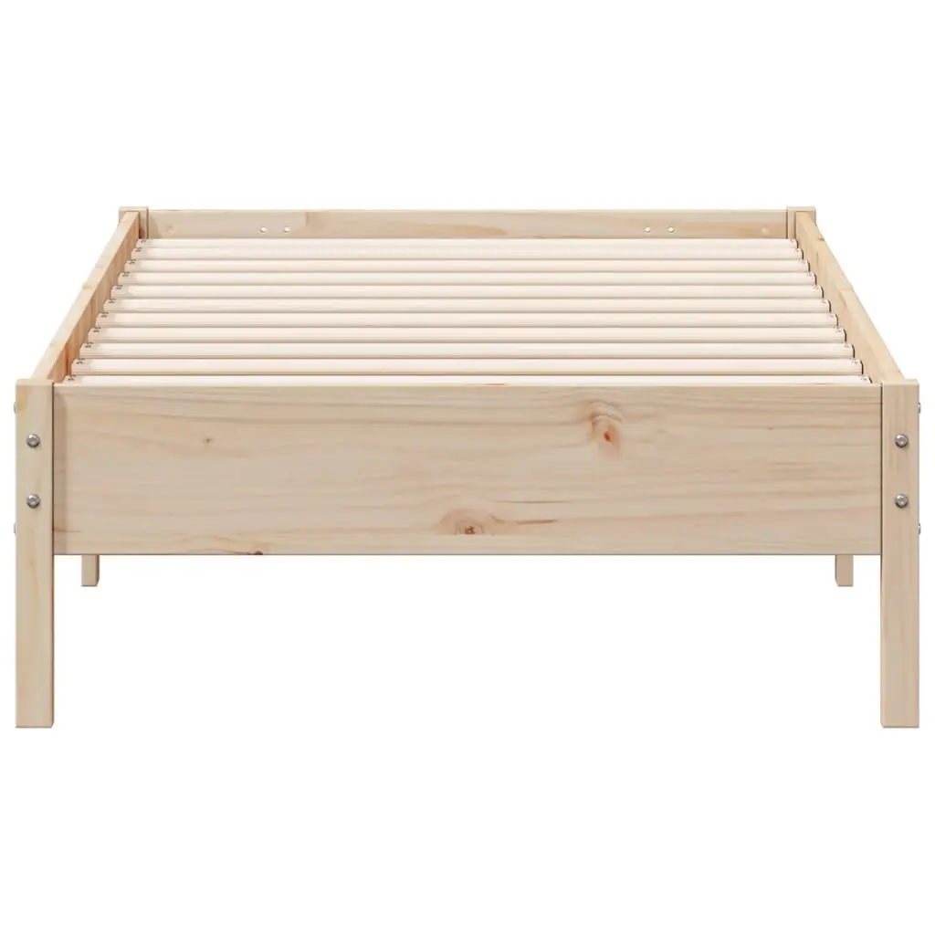 Solid Pine Wood Bed Frame 90x190 cm Brown Supportive Slats Bedroom Furniture
