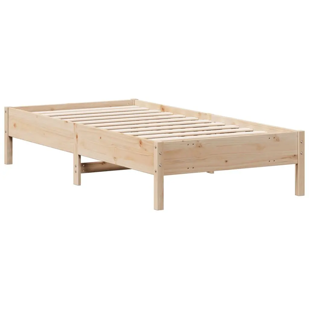Solid Pine Wood Bed Frame 90x190 cm Brown Supportive Slats Bedroom Furniture