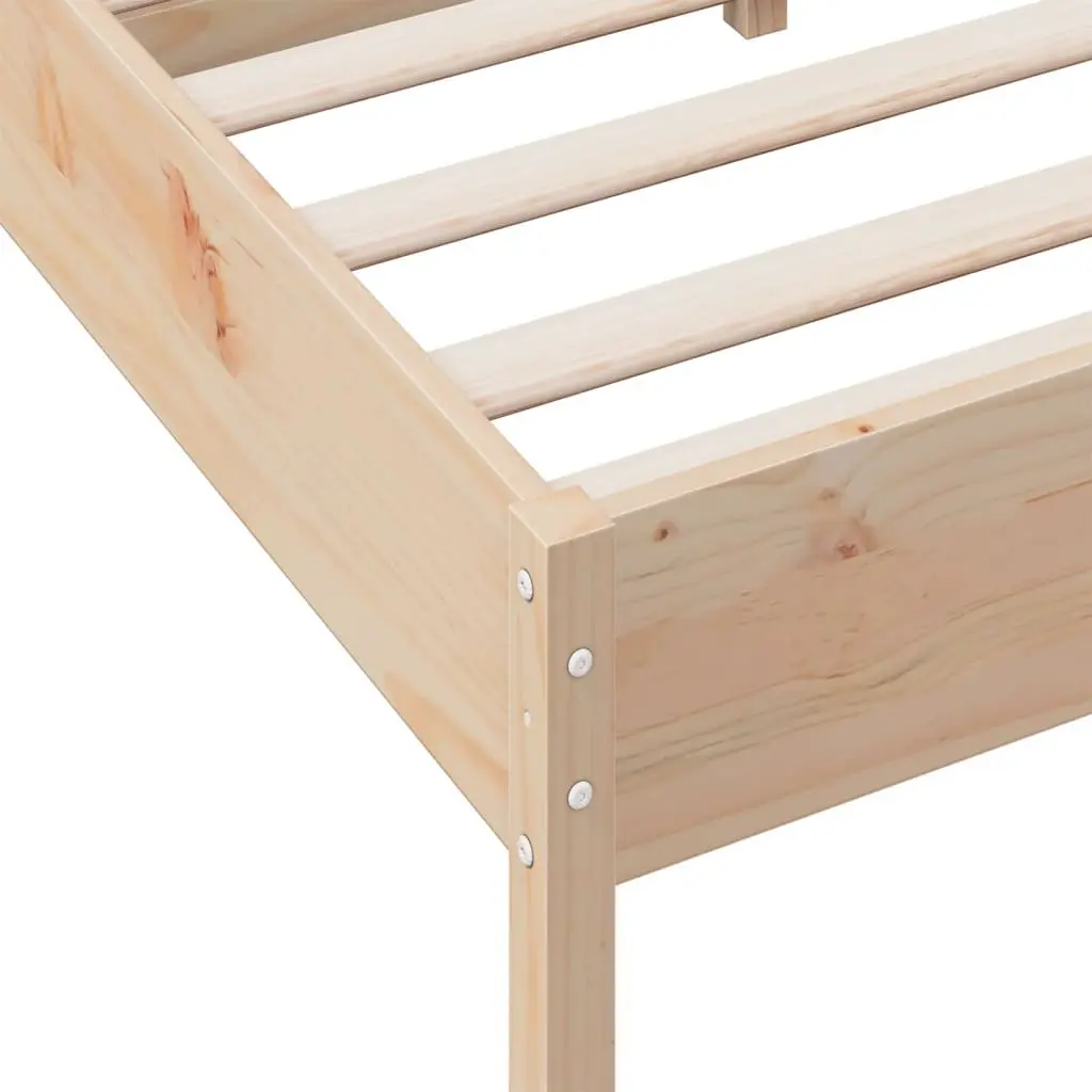 Pine Wood Bed Frame Slatted Base Bedroom Furniture Brown 135x190 cm